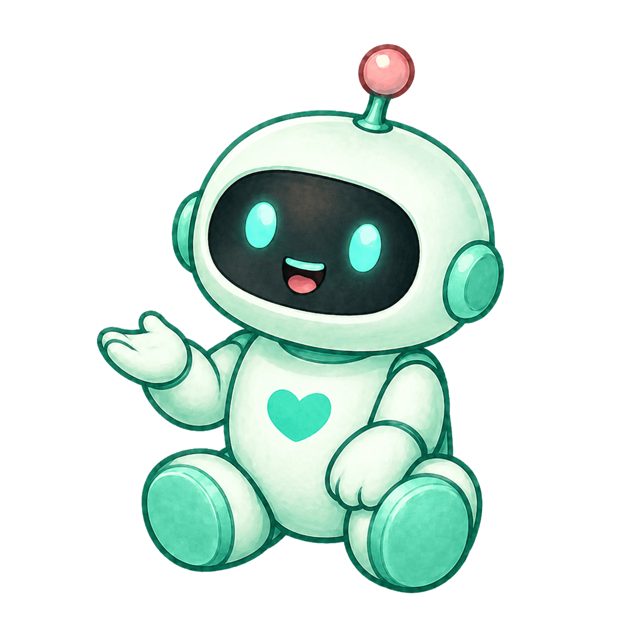 Saurus, your AI baby companion, in an explaining pose